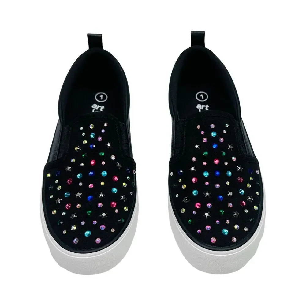 Art Class Hanna Slip-On Sneakers - Size 1 Girls - Black